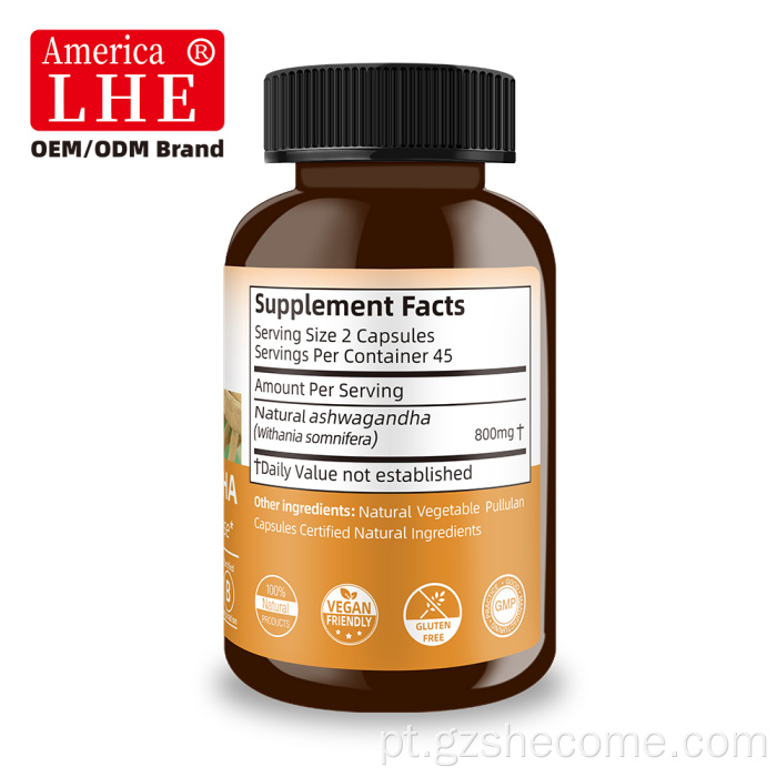 Shecome Ashwagandha Stress Relief cápsulas de raiz de ashwagandha
